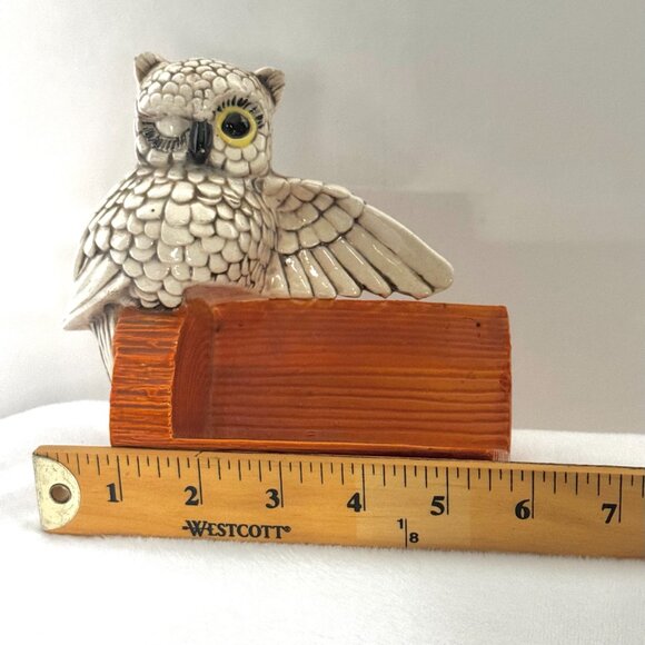 Vtg Winking Owl Ceramic Figure Sculpture Business Card Holder - Picture 13 of 15